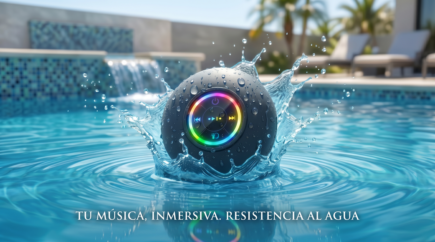 Altavoz impermeable saliendo del agua
